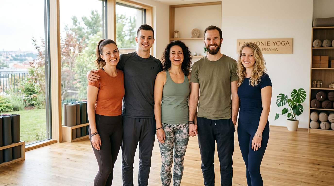 Tým lektorů Body Renewal ve světlém jógovém studiu